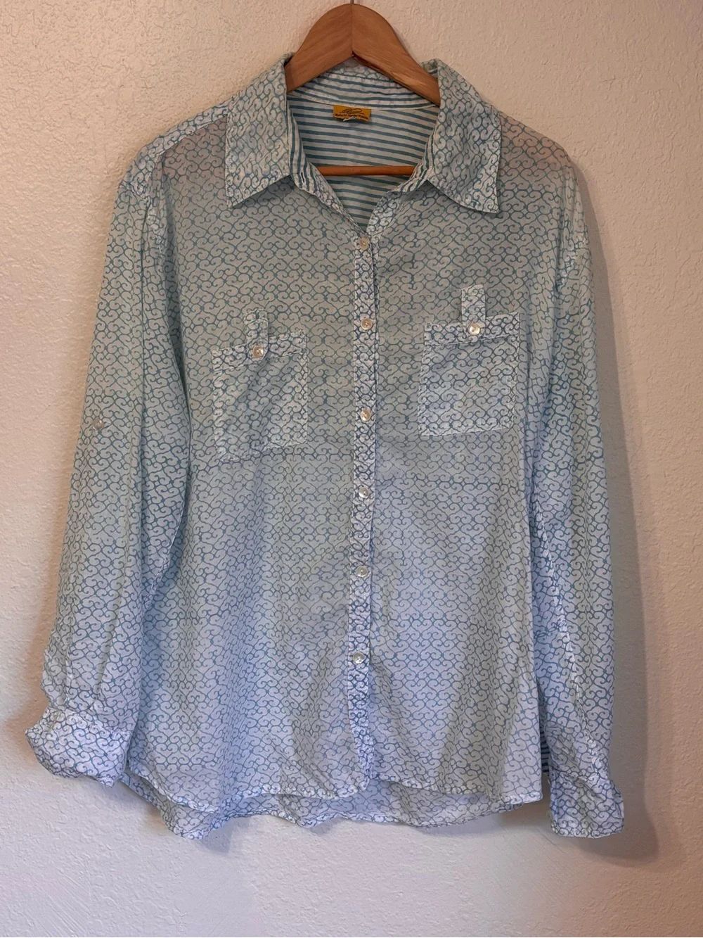 Roberta Roller Rabbit Scroll Print Button Down Large